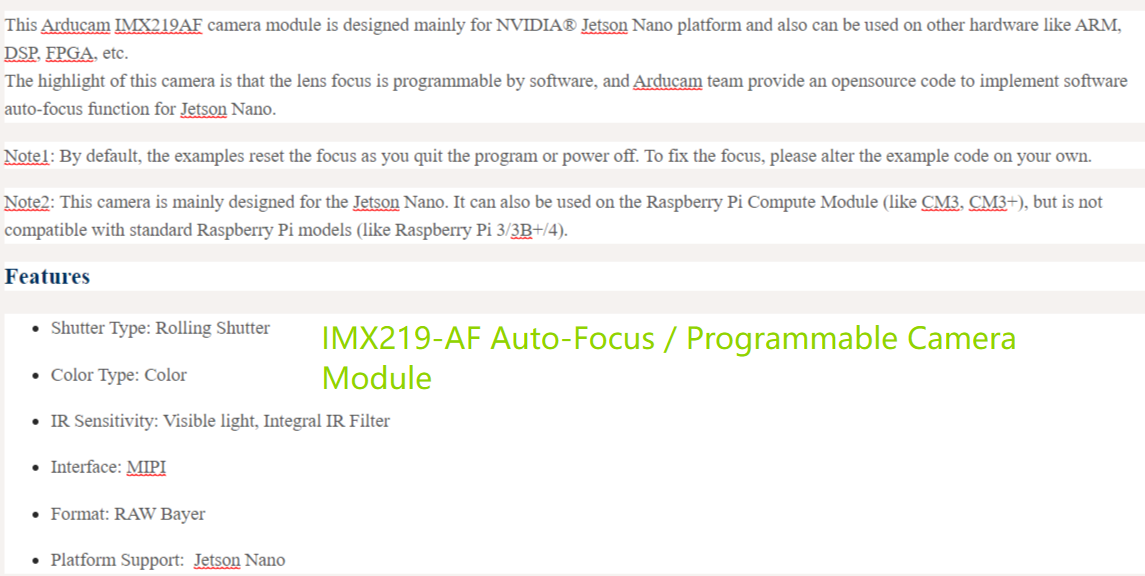 Arducam IMX219-AF Auto-Focus / - đánh giá và giá Raspberry Pi Global Shutter Camera Imx296
